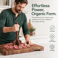 Hachoir et écraseur à viande artisanal en bois de teck, pour hacher le bœuf haché, les hamburgers, les pommes de terre et le poulet, ustensile de cuisine