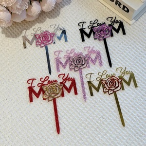 Honey And Sweetness I Love You Mom Acrylic Cake Topper Rose Mother's Day Cake Decoration - Product Image 4