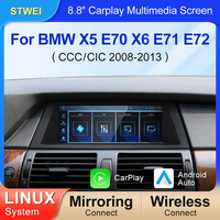 Sistema Linux STWEI de 8.8 Pulgadas con CarPlay Inalámbrico, Navegación GPS para Automóvil Android, Reproductor de Música y Video para BMW X5 E70 X6 E71 E72