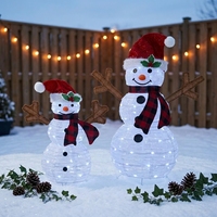 Motif de bonhomme de neige de Noël 3D lumineux à LED, imperméable, 35,4 pouces, pliable, en fil de fer, pour la décoration extérieure de la cour et du jardin