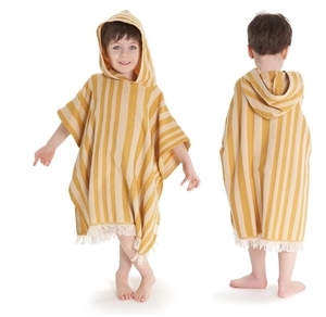 Asciugamano Poncho per <span class=keywords><strong>bambini</strong></span> caldo morbido assorbente colorato a righe in puro cotone - Product Image 1