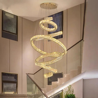 SHENGQIU projet personnalisé grand or moderne hôtel de luxe 6 anneaux lustre en cristal usine pour escalier haut plafond salon