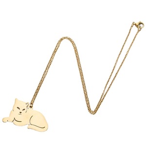 Collana con Ciondolo a Forma di Gatto in Stile Coreano per Donne, Gioiello in Acciaio Inossidabile con Charm di Gatto Sdraiato - Product Image 4
