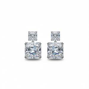 Boucles d'oreilles clous géométriques en alliage de zinc plaqué or, taille princesse, serties griffes, pour femme, bijoux de fête classiques et tendance - Product Image 1