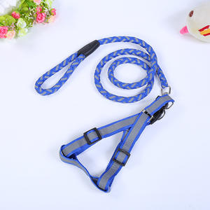 Satu set tali dan kekang anjing reflektif, tali bulat rajut dada untuk anjing peliharaan, tali <span class=keywords><strong>harness</strong></span> hewan peliharaan tanpa tarik - Product Image 6