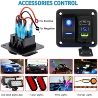 Panneau d'interrupteurs à bascule 1 voie avec chargeur USB PD QC3.0 et voltmètre, panneau d'interrupteurs étanche 12V/24V pour bateau avec autocollants