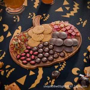 Solid wood pumpkin cutting board, steak and cheese plate, Halloween wooden dinner plate, fruit bread board, <b>chocolate</b>. - Product Image 1