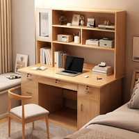 Escritorio Ergonómico Moderno para Oficina en Casa con Estantería Integrada y Cajones de Almacenamiento para Espacios Pequeños