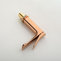 Robinet de salle de bain en or rose, monocommande, monotrou, corps carré, finition polie, robinet de lavabo moderne