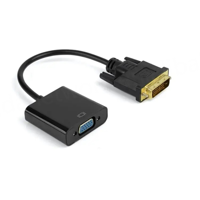 Support 1080P Multimedia Twisted Pair Braid 24+1 Pin Male-Female VGA 15Pin DVI to VGA Adapter Black 1 Year