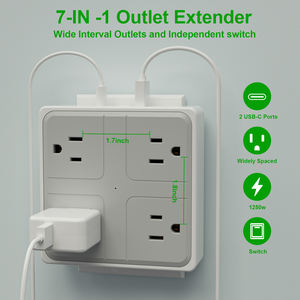 Enchufe de Pared Plano Compacto Personalizable con Bajo MOQ, 4 Tomas de CA, 2 Tipo C, 1 USB, 20W, Clasificación IP20, Garantía de 12 Meses para Hogar, Oficina, Hotel - Product Image 2