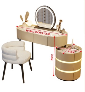 โต๊ะเครื่องแป้งทันสมัยขายดีสำหรับห้องนอน โต๊ะแต่งหน้าเรียบง่ายพร้อม<span class=keywords><strong>กระจก</strong></span> LED เฟอร์นิเจอร์วานิตี้เคลือบ UV จากผู้ผลิตชั้นนำ - Product Image 4