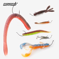 ROVORO Tackle 8003 #   Hameçons Worm Wacky à tige aplatie pour montage dropshot, pêche au black-bass, avec leurres souples en PTFE nano-lisse et revêtement nano