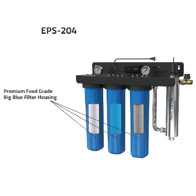 10/20 Inch 2/triple Stages Big Blue Water Filter Housing with 48W UV Lamp and PP Udf Cto Filter Cartridge and Pressure Gauges