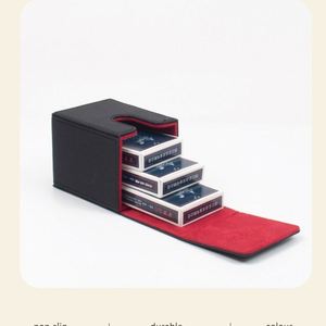 Factory-Hot-Selling Storage Color <b>Playing</b> Poker Packaging Box Pu Leather Vertical Insert Game <b>Card</b> Case - Product Image 3