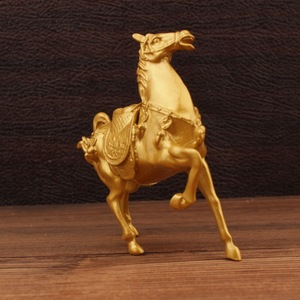 Golden Horse Ornament Alloy Metal Figurine Feng Shui Home Decor Desktop Craft Zodiac Symbol - Product Image 2