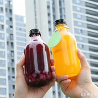 Bouteille de jus en PET de qualité alimentaire 350 ml 500 ml, bouteille de boisson ronde vide avec bouchon à vis noir pour thé au lait, boissons aux fruits