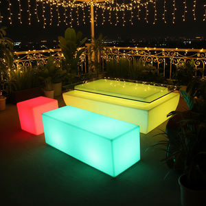 Panca e Tavolo LED Illuminati da Esterno Contemporanei per Eventi in Giardino e <span class=keywords><strong>Bar</strong></span> (BS120) - Product Image 1