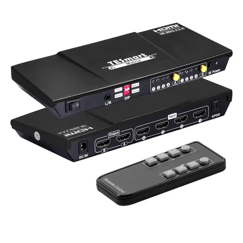 TESmart HDMI Matrix 4x2 Multi viewer Mit Smart EDID IR-Fernbedienung HDCP2.2 4 k60Hz für Bar 4 in2 HDMI Matrix Switcher