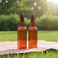 Botol Bir Kaca Tutup Mahkota Silinder 650ml Transparan Cetak Sablon Warna Kustom untuk Brandy Whisky Soda Bar