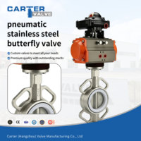 Válvula de Mariposa Neumática de Acero Inoxidable SS304 CF8, Tipo Wafer, con Brida RF, Actuador Neumático, Sello Suave EPDM, para Agua, Aceite y Gas, PN25 ANSI150