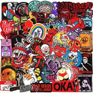 UN ENSEMBLE 50PCS Punk Broderie Patches sur Vêtements DIY <span class=keywords><strong>Fer</strong></span> Patches pour Vêtements Appliques Veste Jeans Autocollants - Product Image 2