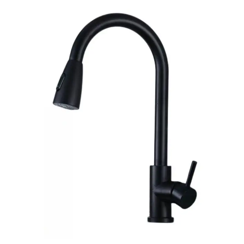 Lavabo extraíble negro de acero inoxidable, grifo de agua fría y caliente, fregadero telescópico universal, grifo extraíble de agua fría y caliente