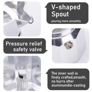 <span class=keywords><strong>Cafetera</strong></span> Moka <span class=keywords><strong>Italiana</strong></span> de Aluminio Plateado de 3 y 6 Tazas, <span class=keywords><strong>Cafetera</strong></span> Espresso para Estufa de Gas, <span class=keywords><strong>Cocina</strong></span> y Hogar - Product Image 3