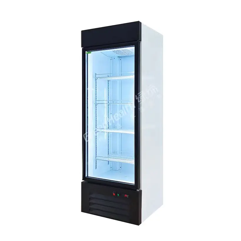 Lackierter Stahlventilator Kühlung Kunststoff beschichtet 220 V Supermarkt-Glastür Merchandising Kühler Getränke Kühlschrank