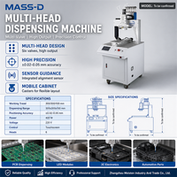 Machine de distribution multi-têtes 6 valves, guidage par capteur haute précision, écran tactile, robot électrique pneumatique pour colle
