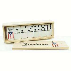 Juego de Dominó Doble Seis con Logotipo Personalizado, Bloques con la Bandera de Puerto Rico, Logotipo Grabado en la Parte Posterior, Caja de Madera para Jugar a Mesa - Product Image 3