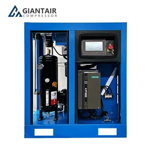 GiantAir الصناعية 11kw 15hp محرك مزدوج المزدوج الجهد 220v 440v 60hz الإصلاح سرعة ضاغط هواء لولبي