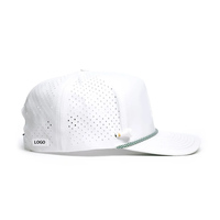 Casquette de golf en cuir imperméable blanc avec porte-tee, clip magnétique pour balles, perforée, performance, pour hommes, Gorras