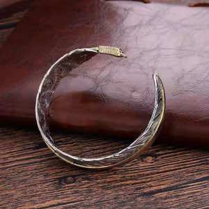 Mature <strong>Silver</strong> Plated Leaf Feather Cuff Bracelet for <strong>Men</strong> Women Vintage Classic Luxury Attractive Adjustable Bracelet <strong>Bangle</strong> - Product Image 3
