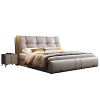 Amerikanisches Kingsize-Bett Hochwertiges Lederbett Schlafzimmermöbel Holz-Queen-Size-Lederbett mit Stauraum