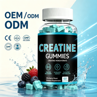 Gomitas de Creatina 3000mg, 60 Unidades, Sabor Frutal, Forma de Cubo, Aumenta la Energía, Apoya el Metabolismo, Sin Azúcar, Servicio OEM, HALAL