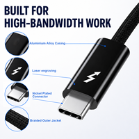 Câble USB tressé ULT-unite C vers C 8K 60Hz, transfert de données 80 Gbps, câble Type-C vers Type-C 0,2 m 1 m 2 m, charge rapide 240 W, cordon TB5