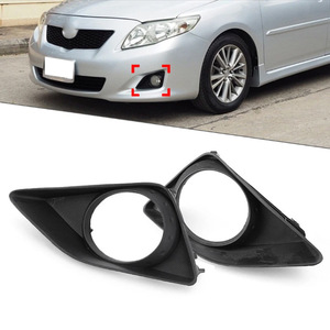 Toyota Corolla 2007-2010 Front Bumper Fog <b>Light</b> <b>Cover</b> Black Plastic Grille Frame Pair - Product Image 1