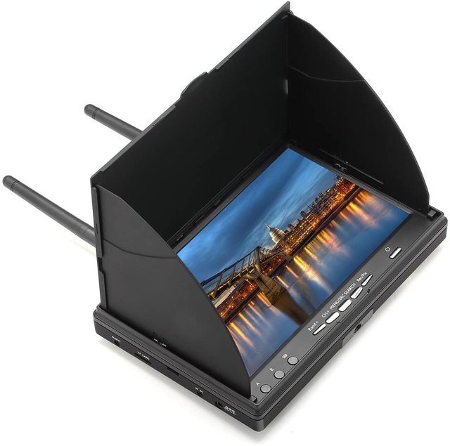 5802D 7 Inch TFT LCD Monitor with DVR 800*480 600cd/m2 5.8ghz Diversity Receiver for FPV Drones Made of EVA Material