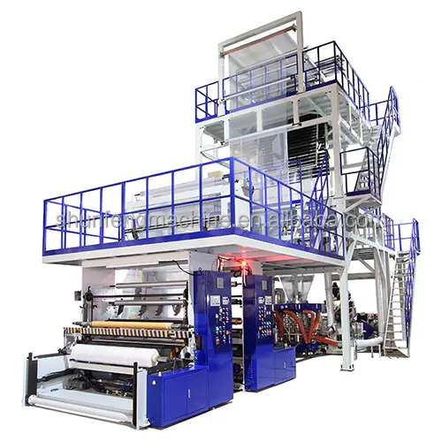 LDPE HDPE 측면 마치 가방 만드는 기계 필름 압출기 기계 엘리베이터 회전 다이 헤드 PE 수축 플라스틱 필름 부는 기계