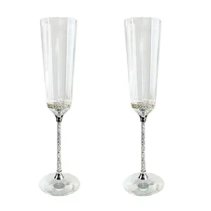 200 ml Silber Diamantstiel Dodecagon Kristall Champagnergläser Kelcher elegante Hochzeitsflöten
