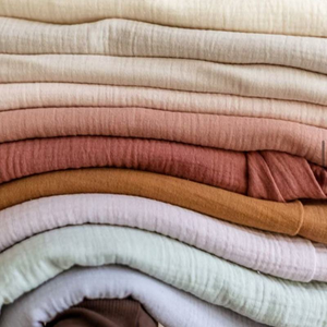 100% algodón peinado orgánico tejido ecológico ligero tela de doble capa suave transpirable liso teñido 40S hilo ropa de cama niñas - Product Image 1