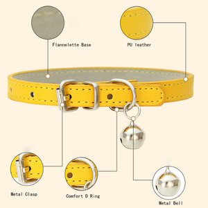 Schattige Hondenhalsband Verstelbare Pu Lederen Halsbanden Klokken Katten Producten Voor Huisdieren Hondenaccessoires - Product Image 3