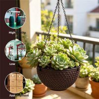 Panier suspendu circulaire auto-arrosant en PP durable traditionnel avec trous de drainage, capacité de 1,28 L pour une utilisation en intérieur/extérieur