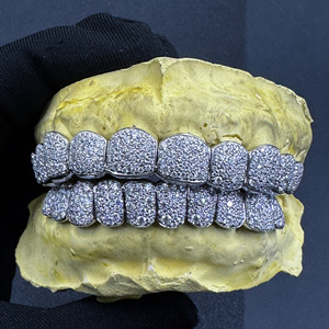 High Quality Custom Sterling Silver <strong>Teeth</strong> Grillz with Round Brilliant Cut Moissanite Hip Hop <strong>Jewelry</strong> Gold/Silver/Platinum Plated - Product Image 4