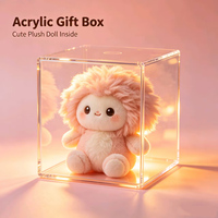 Boîte de rangement pour bijoux en acrylique carrée durable, transparente, avec ruban, boîte cadeau, étui de rangement pour cosmétiques