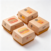 Boîte à hamburger en carton blanc compostable et résistant, impression quadricolore, logo personnalisé, emballage jetable pour hamburger à emporter, vente en gros