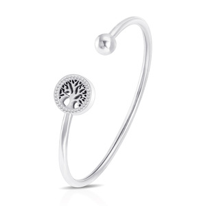 Tree Of Life Diamond Bracelet 14mm Round Brilliant Cut Openable <b>Bangle</b> For Women Everyday Wear Steel <b>Rose</b> <b>Gold</b> - Product Image 3