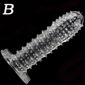 High Stretch Silicone Usable Penis Extender Sleeve India Male Exotic Sex Toys Dotted Crystal Condom For Men