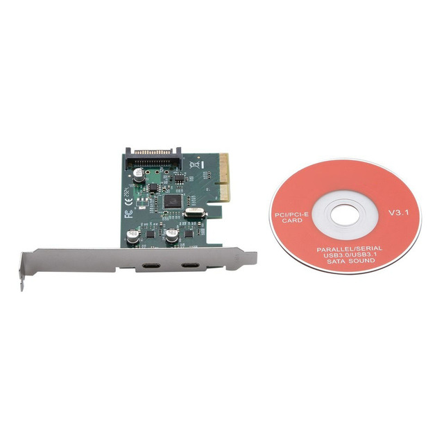 Plc Pcie 4x Expansion Card Pci-e to Usb 3.1 Type C Dual Port Adapter Module Bulk Supply